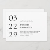 Vet Datum Schoon Minimaal Elegant Modern Bruiloft Kaart (Voorkant / Achterkant)