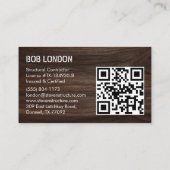Vet Donker Hout Bouw QR Code Aannemer Visitekaartje (Achterkant)