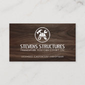 Vet Donker Hout Bouw QR Code Aannemer Visitekaartje (Voorkant)