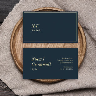 Vet Donkerblauw Stijlvol Monogram Luxe Visitekaartje