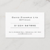 Vet & Duidelijk Optician & Optometrist Ontwerp Visitekaartje (Achterkant)