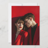 Vet Edgy Modern Red Brush Script Foto bruiloft Save The Date (Achterkant)