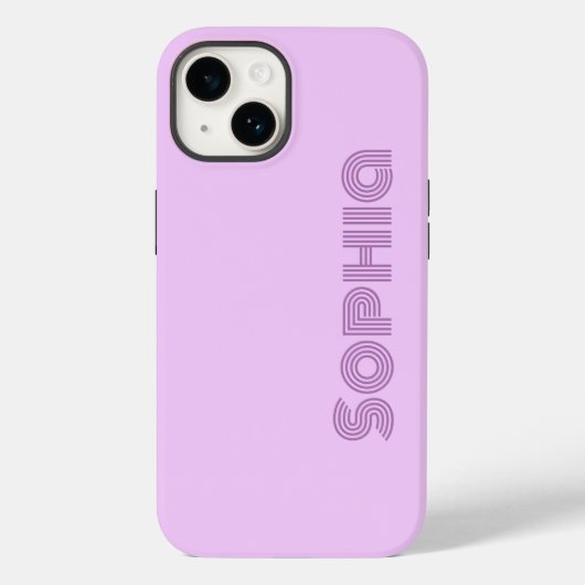 Vet Eenvoudig Retro Lila Lavendel Monogram Naam Case-Mate iPhone Case (Achterkant)