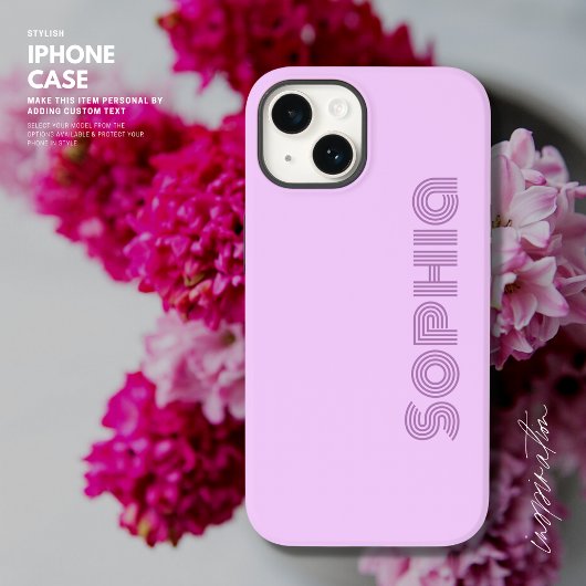 Vet Eenvoudig Retro Lila Lavendel Monogram Naam Case-Mate iPhone Case