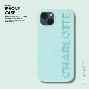Vet eenvoudig trendy groen gepersonaliseerd monogr iPhone 13 hoesje