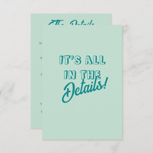 Vet Eenvoudig Western Modern Wedding Details Kaart (Voorkant / Achterkant)