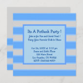 Vet Eenvoudige Stripes Blauwe Potluck Party Kaart (Voorkant / Achterkant)