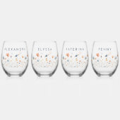 Vet Elegant Bloemen Bruiloft Bruidsfeest Wijnglas Zonder Voet (Voorkant)