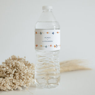 Vet Elegant Bloemen Bruiloft Waterfles Etiket