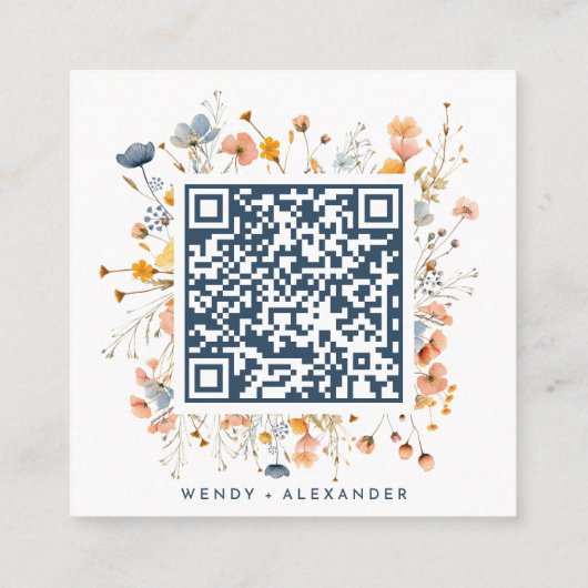 Vet Elegant Bloemen Bruiloft Website QR Code Informatiekaartje (Achterkant)