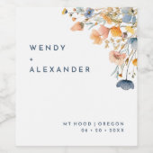 Vet Elegant Bloemen Bruiloft Wijn Etiket (Enkel label)