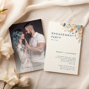 Vet Elegant Bloemen Verlovingsfeestfoto Kaart