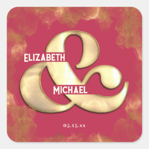 Vet Elegant Gold Pink Magenta Custom Weddena Vierkante Sticker