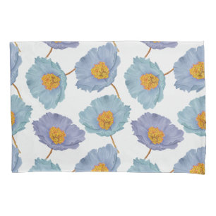 Vet Elegante Bloemen Waterverf Blauwe Poppies Kussensloop