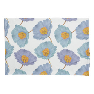 Vet Elegante Bloemen Waterverf Blauwe Poppies Kussensloop