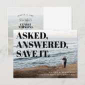 Vet en Cheeky Typographic Weddenschap Save the Dat Aankondigingskaart (Voorkant / Achterkant)