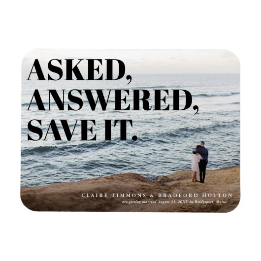 Vet en Cheeky Typographic Weddenschap Save the Dat Magneet (Horizontaal)