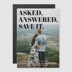 Vet en Cheeky Typographic Weddenschap Save the Dat Magnetische Uitnodiging