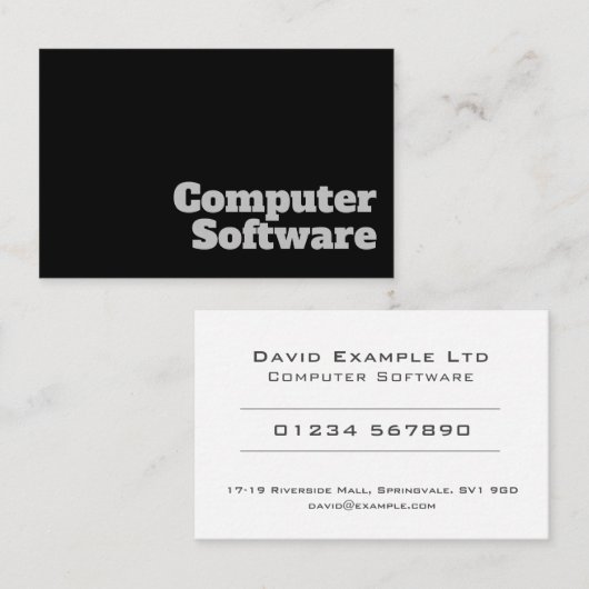 Vet en duidelijk computersoftwareontwerp visitekaartje (Voorkant / Achterkant)