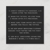 Vet en Gothic Tattoo nazorginstructies Minimale Vierkante Visitekaartje (Achterkant)