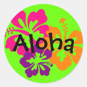Vet en helder Hawaiian Flowers Ronde Sticker