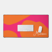 Vet en Helder Heet Roze en Sinaasappel met Naam Bureaumat (Keyboard & Muis)