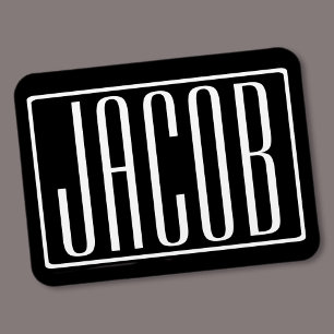 Vet en modern Jouw naam of Word Zwart wit Magneet