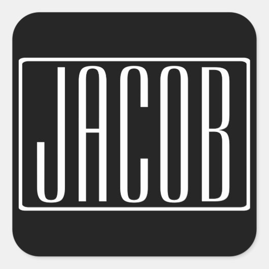 Vet en modern Jouw naam of Word | Zwart wit Vierkante Sticker (Voorkant)