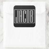 Vet en modern Jouw naam of Word | Zwart wit Vierkante Sticker (Tas)