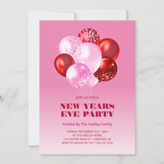 Vet en Modern New Years Eve Uitnodiging (Voorkant)