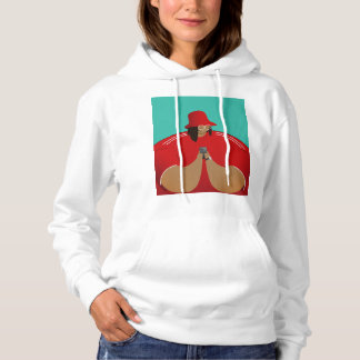 Vet en stijlvol meisje in het rood hoodie