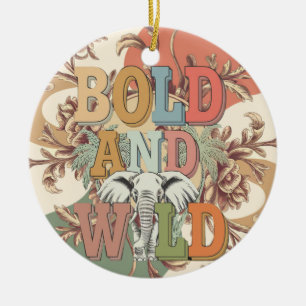 Vet en wild retro olifant keramisch ornament