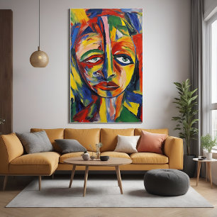 Vet expressionistisch portret van emotionele Abstr Perfect Poster
