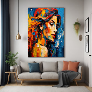 Vet Expressionistisch Vrouw Portret Abstracte Kuns Perfect Poster