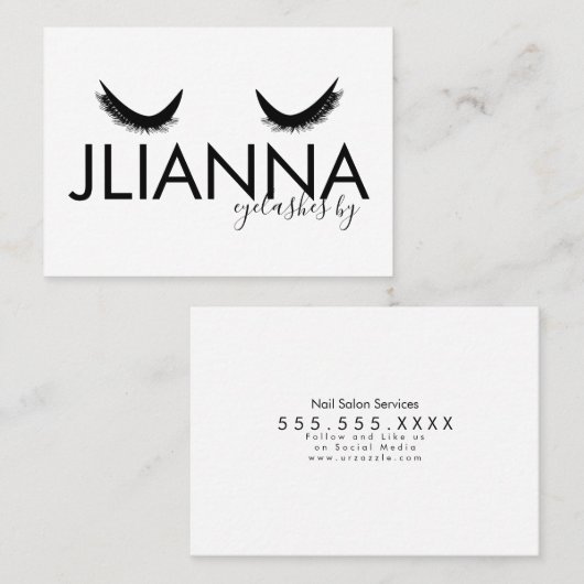 Vet Eyelashes Salon Black White Visitekaartje (Voorkant / Achterkant)