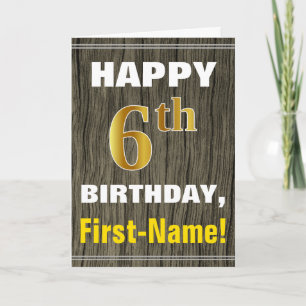 Vet, Faux Hood, Faux Gold 6th Birthday + Naam Kaart