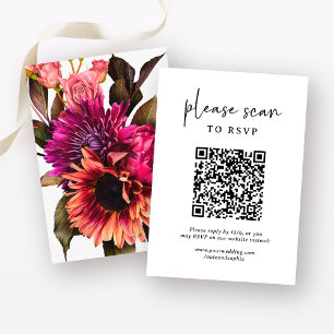 Vet Floral Wedding   RSVP met QR-code Informatiekaartje