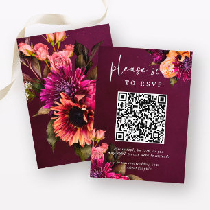 Vet Floral Wedding RSVP met QR-code Informatiekaartje