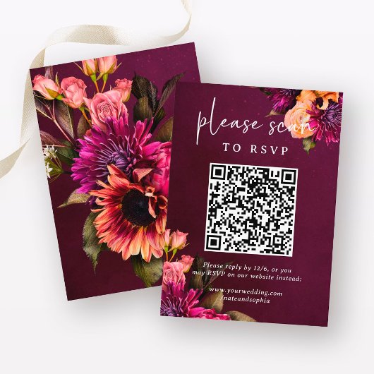 Vet Floral Wedding | RSVP met QR-code Informatiekaartje