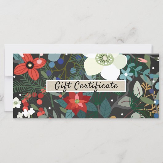 Vet Funky Floral Dark Modern Gift Certificate (Voorkant)