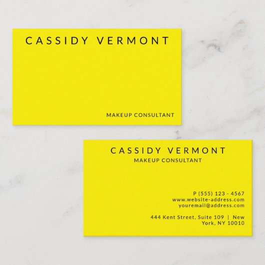 Vet Geel Beauty Make-up Hair Consultant Visitekaartje (Voorkant / Achterkant)