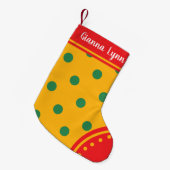 Vet Geel Groen Polka Dot Kinder Kleine Kerstsok (Voorkant (Hangend))