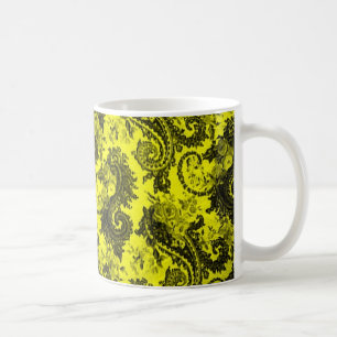 Vet gekleurd paisley - Geel en zwart Koffiemok