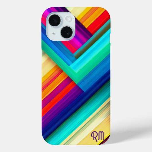 Vet Gekleurd Streepontwerp met Chevron & Initialen Case-Mate iPhone Case (Achterkant)