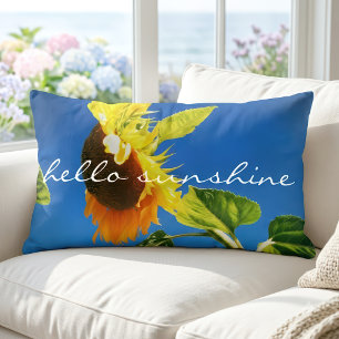 Vet Gele Zonnebloem Foto Hallo Zonneschijn Script Kussen