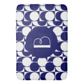 Vet Geometrie met monogram, marine & White Badmat (Voorkant Verticaal)