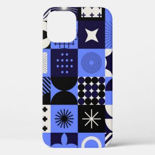 Vet geometrisch Bauhaus Retrofuturistisch patroon iPhone 12 Hoesje