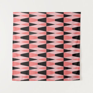Vet geometrisch zwart roze patroon wandkleed