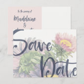 Vet Gerber Daisy Save the Date Briefkaart Sjabloon (Voorkant / Achterkant)