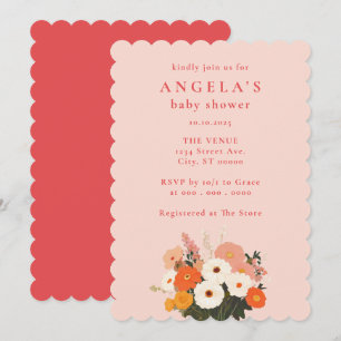 Vet geschilderd bloemboeket Baby shower Kaart